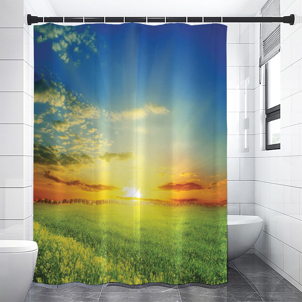 Sunrise Meadow Print Premium Shower Curtain