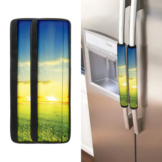 Sunrise Meadow Print Refrigerator Handle Covers
