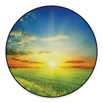 Sunrise Meadow Print Round Floor Mat