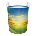Sunrise Meadow Print Round Laundry Basket