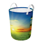 Sunrise Meadow Print Round Laundry Basket