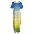 Sunrise Meadow Print Short Sleeve Long Nightdress