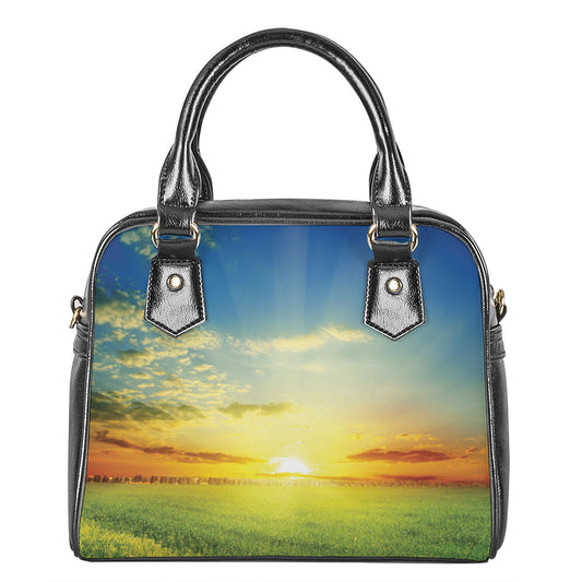 Sunrise Meadow Print Shoulder Handbag
