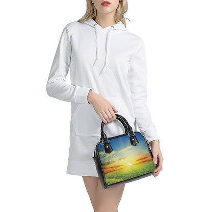 Sunrise Meadow Print Shoulder Handbag