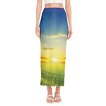 Sunrise Meadow Print Side Slit Maxi Skirt