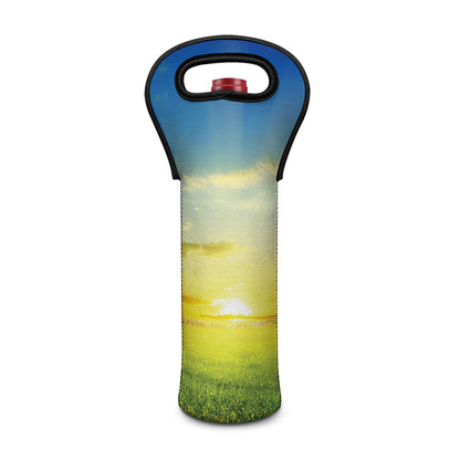 Sunrise Meadow Print Single Neoprene Wine Tote