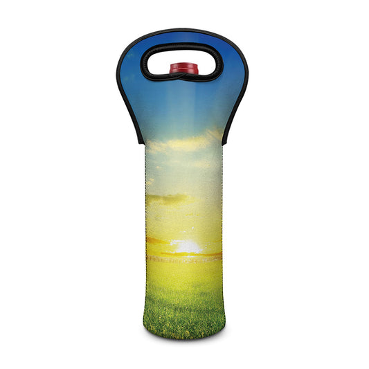 Sunrise Meadow Print Single Neoprene Wine Tote