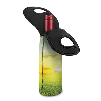 Sunrise Meadow Print Single Neoprene Wine Tote