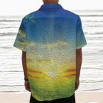 Sunrise Meadow Print Textured Short Sleeve Shirt