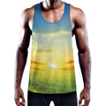 Sunrise Meadow Print Men's Workout Tank Top