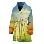 Sunrise Meadow Print Women's Bathrobe