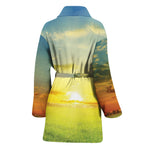 Sunrise Meadow Print Women's Bathrobe