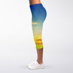Sunrise Meadow Print Women's Capri Leggings