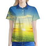 Sunrise Meadow Print Women's Polo Shirt