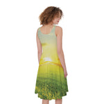 Sunrise Meadow Print Women's Sleeveless Dress