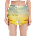 Sunrise Meadow Print Women's Split Running Shorts