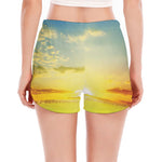 Sunrise Meadow Print Women's Split Running Shorts