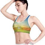 Sunrise Meadow Print Women's Sports Bra