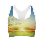 Sunrise Meadow Print Women's Sports Bra