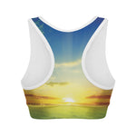 Sunrise Meadow Print Women's Sports Bra