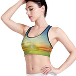 Sunrise Meadow Print Women's Sports Bra