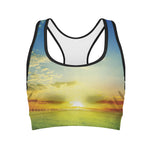Sunrise Meadow Print Women's Sports Bra