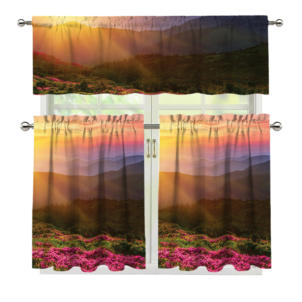 Sunrise Mountain Print 3 Piece Kitchen Curtains
