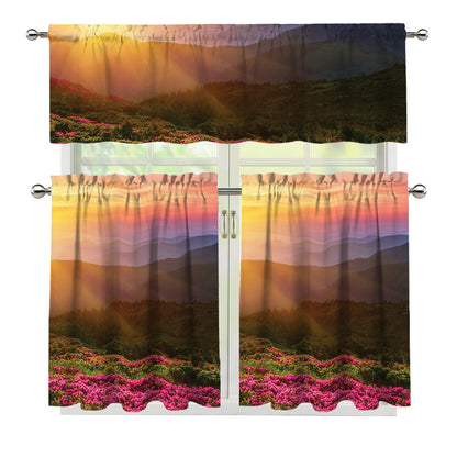 Sunrise Mountain Print 3 Piece Kitchen Curtains