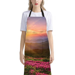 Sunrise Mountain Print Bib Apron With Pocket