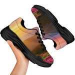 Sunrise Mountain Print Black Chunky Shoes