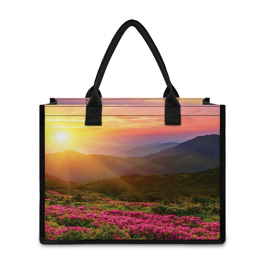 Sunrise Mountain Print Canvas Tote Bag