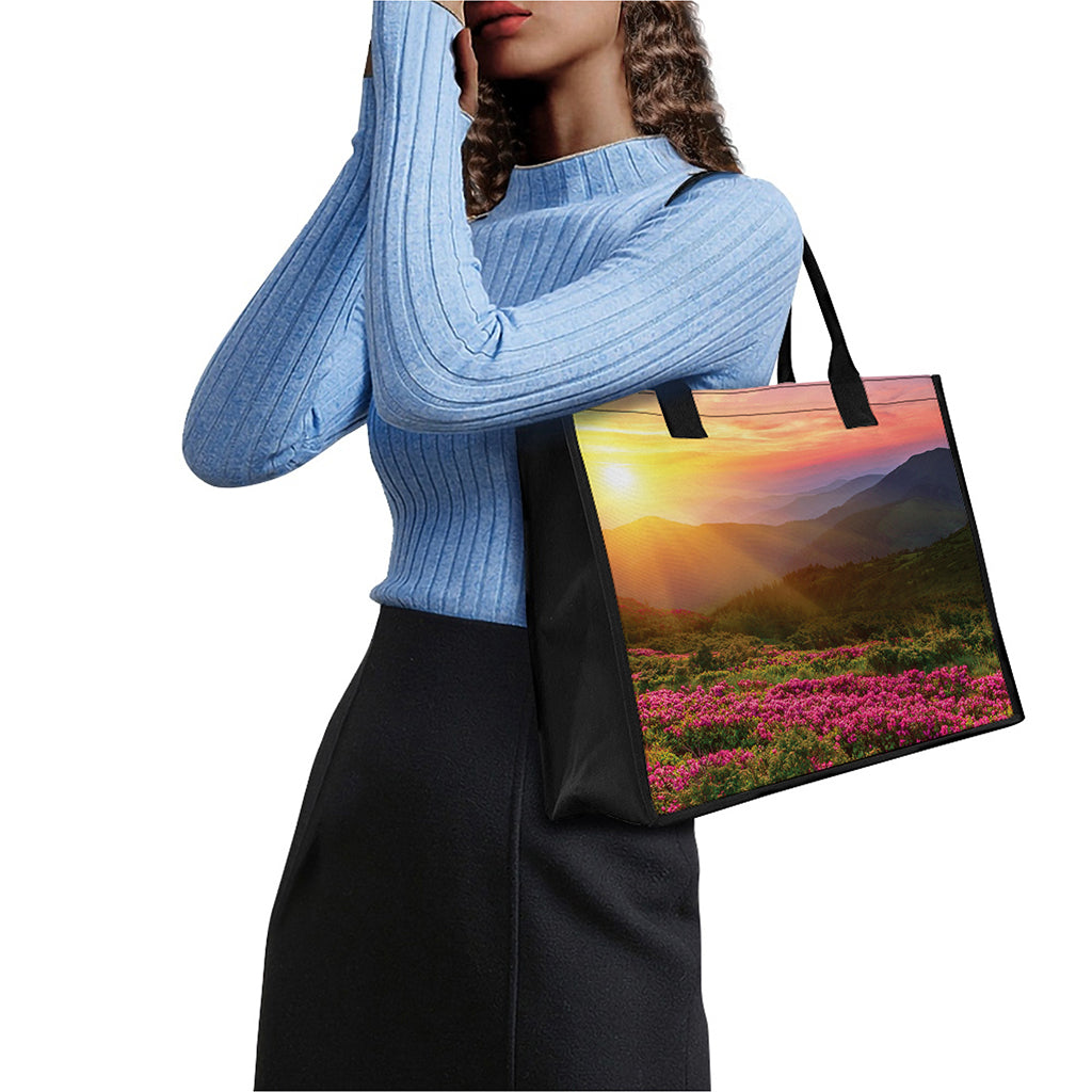 Sunrise Mountain Print Canvas Tote Bag