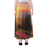 Sunrise Mountain Print Chiffon Maxi Skirt