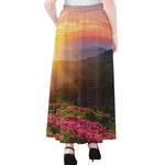 Sunrise Mountain Print Chiffon Maxi Skirt