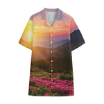 Sunrise Mountain Print Cotton Hawaiian Shirt