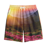 Sunrise Mountain Print Cotton Shorts