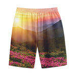 Sunrise Mountain Print Cotton Shorts