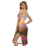 Sunrise Mountain Print Cross Back Cami Dress