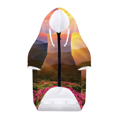 Sunrise Mountain Print Dog Zip Up Hoodie
