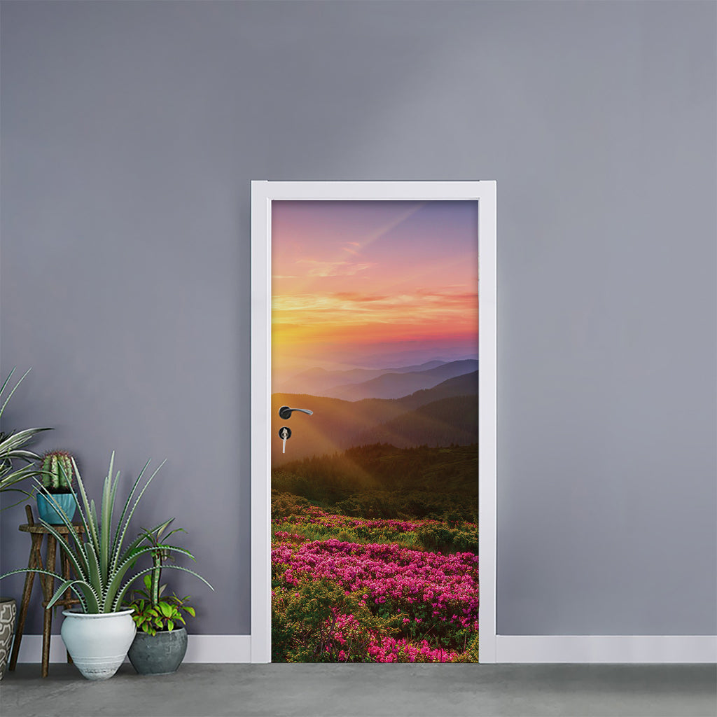 Sunrise Mountain Print Door Sticker