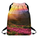Sunrise Mountain Print Drawstring Backpack