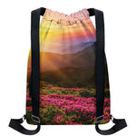 Sunrise Mountain Print Drawstring Backpack