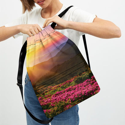 Sunrise Mountain Print Drawstring Backpack