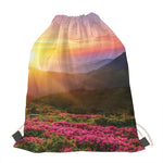 Sunrise Mountain Print Drawstring Bag