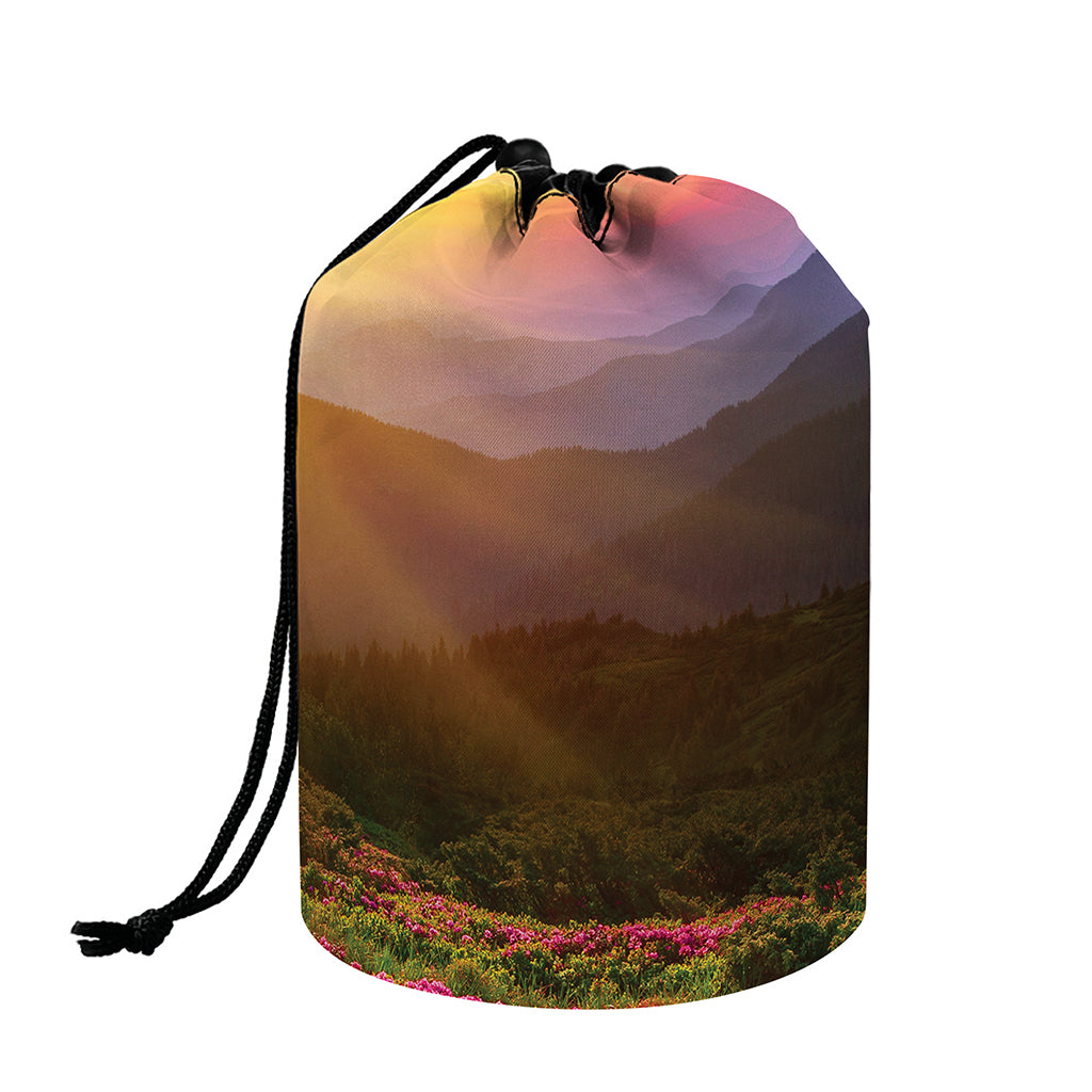 Sunrise Mountain Print Drawstring Makeup Bag