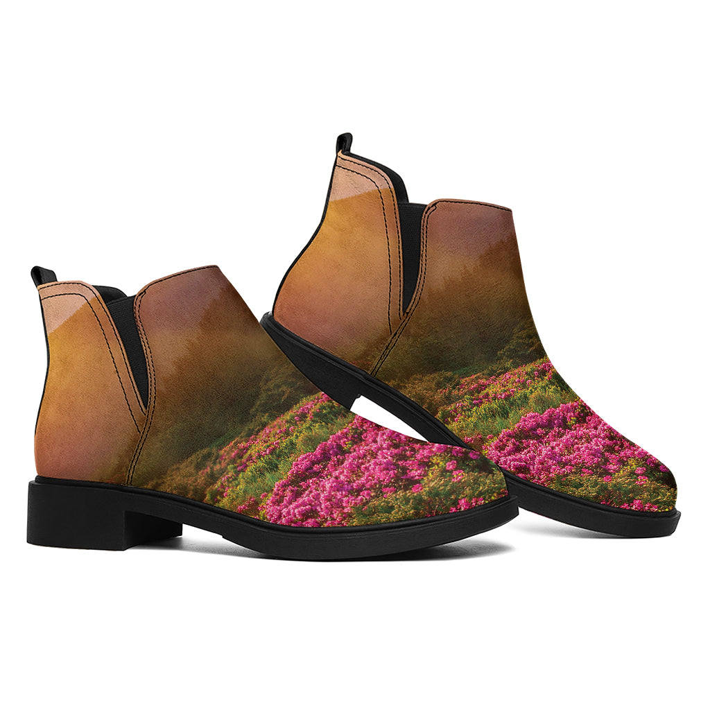 Sunrise Mountain Print Flat Ankle Boots