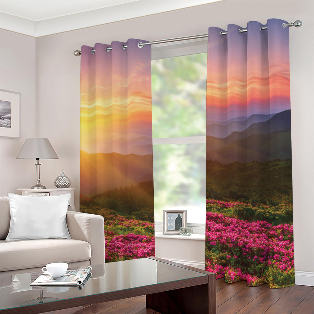 Sunrise Mountain Print Grommet Curtains