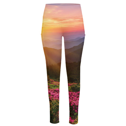 Sunrise Mountain Print High-Waisted Pocket Leggings