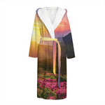 Sunrise Mountain Print Hooded Bathrobe