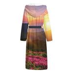 Sunrise Mountain Print Hooded Bathrobe